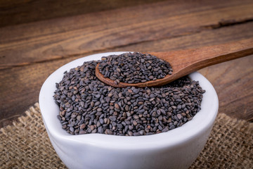 Heap of black Sesame (close-up shot)