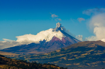 Cotopaxi volcano eruption in Ecuador, South America