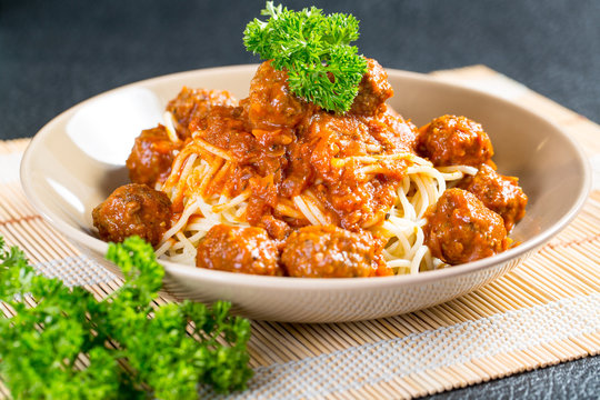 .Close up Spaghetti Meatball