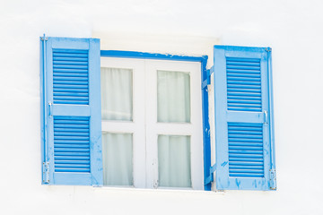 Blue window architecture santorini style