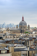 Fototapeta na wymiar Saint-Augustin Church with La Defense in The Background, Paris