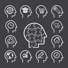 Head line icons set. 