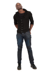 Fototapeta premium Handsome man doing different expressions in different sets of clothes: posing