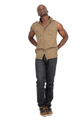 Fototapeta premium Handsome man doing different expressions in different sets of clothes: posing