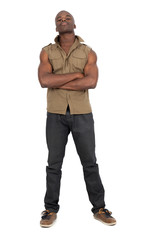 Fototapeta premium Handsome man doing different expressions in different sets of clothes: posing