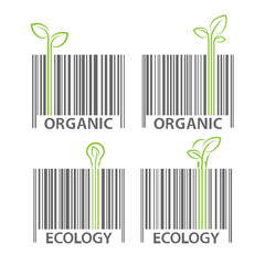 Organic ecology barcode symbol vector set