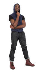 Fototapeta premium Handsome man doing different expressions in different sets of clothes: tired