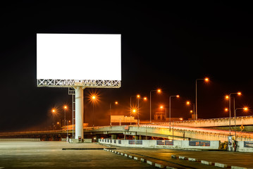 Blank billboard at night for advertisement.