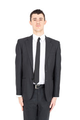 Handsome businnessman doing different expressions in different sets of clothes