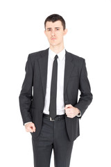 Handsome businnessman doing different expressions in different sets of clothes