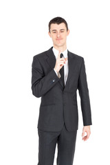 Handsome businnessman doing different expressions in different sets of clothes