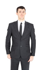 Handsome businnessman doing different expressions in different sets of clothes