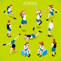 Students Set 01 People Isometric
