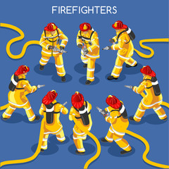Fototapeta premium Firefighters 01 People Isometric