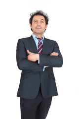 Obraz premium Handsome arabic man doing different expressions in different sets of clothes: arms crossed