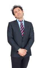 Handsome arabic man doing different expressions in different sets of clothes: posing