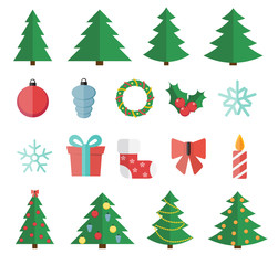 Christmas Flat Icon Set Vector Illustration