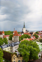 Fototapeta na wymiar Skyline view of the historic European city. Tallinn, Estonia