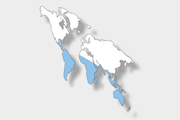 3D Isometric Flag Illustration of a map of the world with the fl