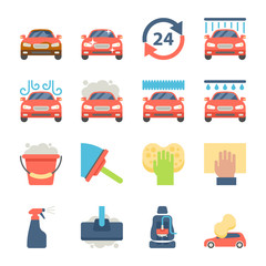 Naklejka premium Car wash auto cleaner washer shower service icons