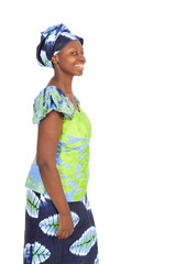 Beautiful black woman doing different expressions in different sets of clothes: love