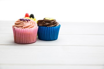 Delicious cupcakes on a table