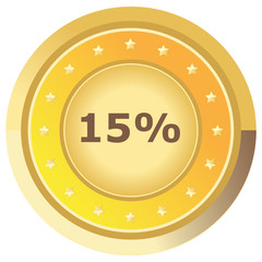 Prozent Button gelb auf weißem Hintergrund
