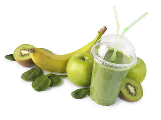 Healthy green smoothie with fruit