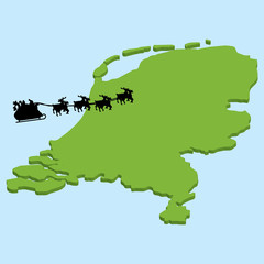 3D map on blue water with Santa background of  Netherlands