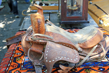 Saddle / Design seat at a flea market in Tbilisi (Georgia)