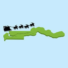 Fototapeta na wymiar 3D map on blue water with Santa background of Gambia