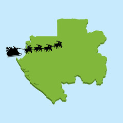 Obraz premium 3D map on blue water with Santa background of Gabon