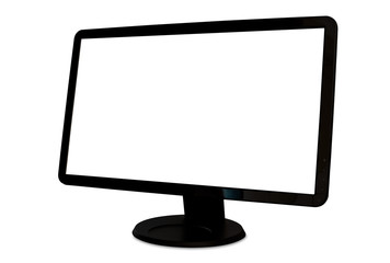 Angled isolated blank wide screen computer monitor