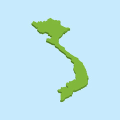 3D map on blue water background of  Vietnam