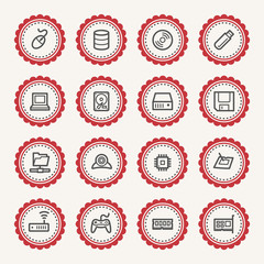 Computer components web icons set