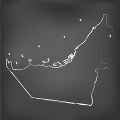 Chalked map on a chalk board of  UnitedArabEmirates