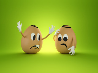 3d funny cartoon angry eggs