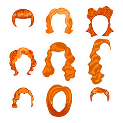 set with different hairstyles. Redhead. hand-drawn illustration