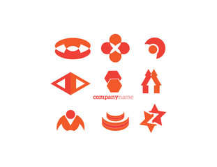 logo elements set red orange