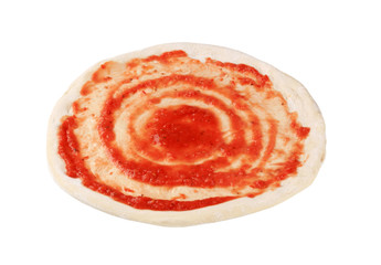 Pizza dough and tomato paste