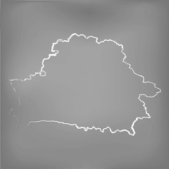 Chalked map on a chalk board of  Belarus