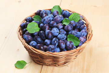 Basket of fresh plums