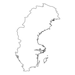 High detailed Outline of the country of  Sweden