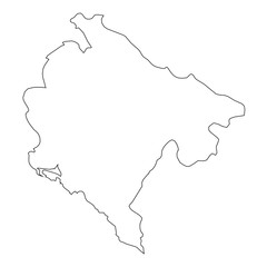 High detailed Outline of the country of  Montenegro
