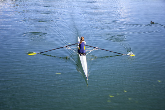 Young girl rower
