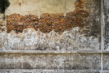 Old weathered brick wall fragment, use as background