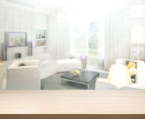 Table Top And Blur Interior Background