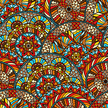 Ethnic seamless pattern with hand drawn ornament