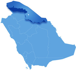 Fototapeta na wymiar Map of Saudi Arabia, the region Northern Borders