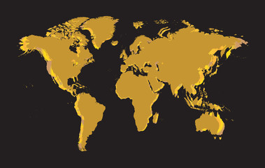 Obraz na płótnie Canvas world map vector gold